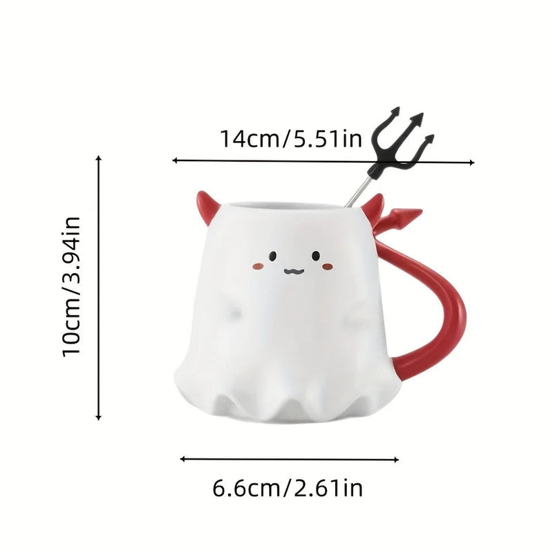Caneca Fantasminha Diabinho de Halloween